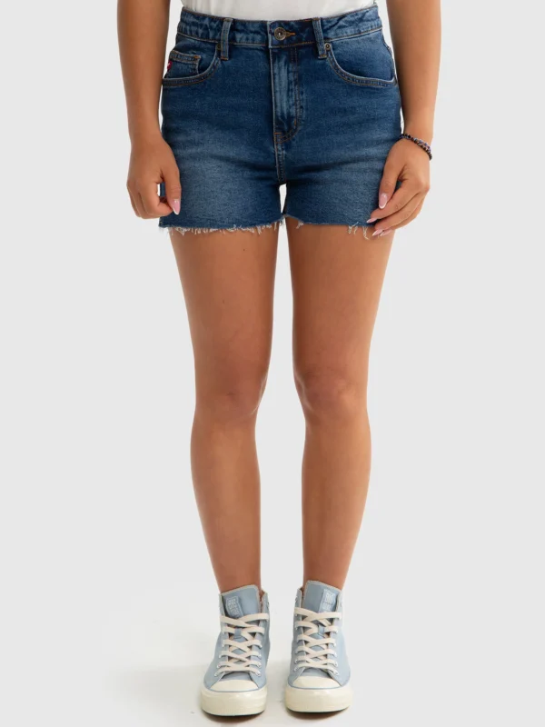 Szorty dziewczęce jeansowe z surowym wykoŅczeniem Shaina 516