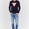 GUESS Granatowy męski longsleeve Original Logo Tee