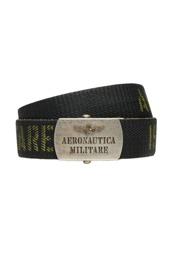 AERONAUTICA MILITARE Zielony męski pasek Herringbone Ribbon Bel, Rozmiar 100