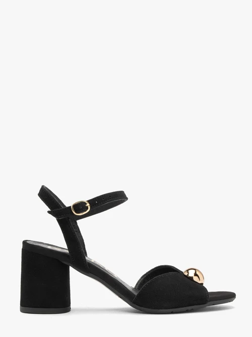 Czarne welurowe sandały z ozdobnym pukle