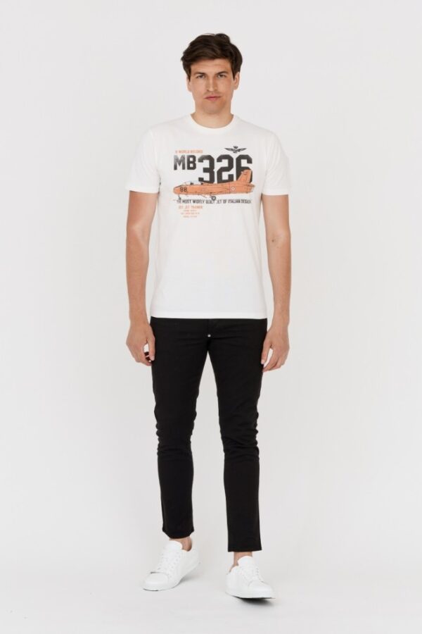AERONAUTICA MILITARE Biały bawełniany t-shirt męski