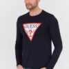 GUESS Granatowy męski longsleeve Original Logo Tee