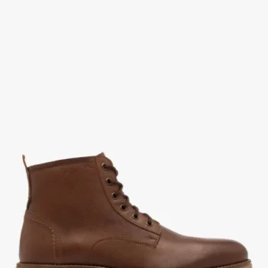 Brązowe trzewiki męskie w stylu casual ocieplane kożuchem naturalny