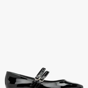 Czarne lakierowane baleriny z dwoma paskami