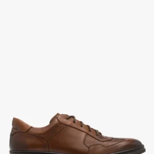 Brązowy półbut męski z ozdobną cholewką