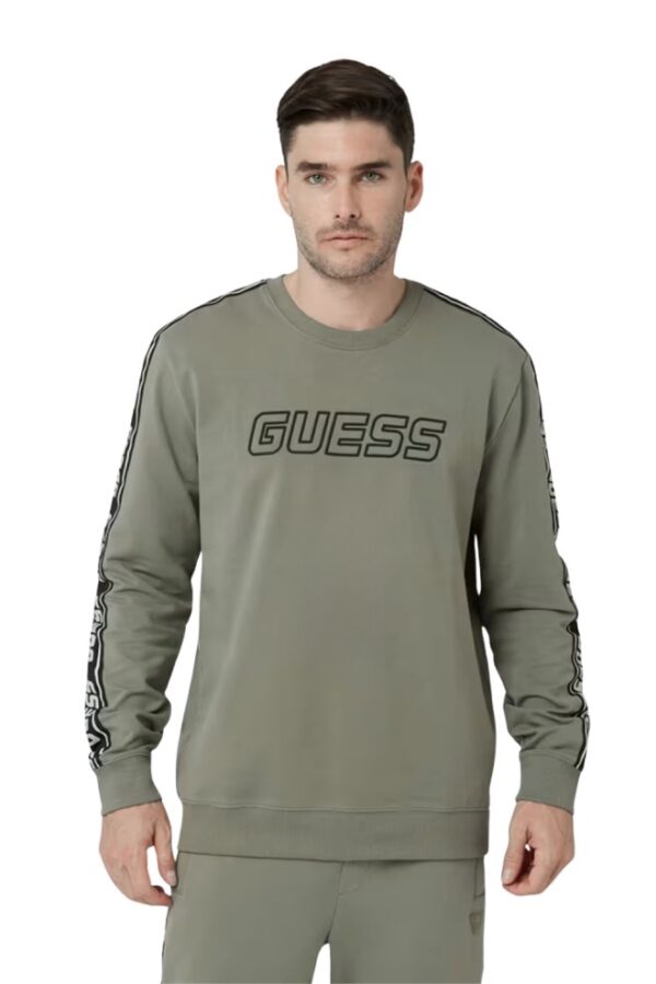 GUESS Zielona męska bluza z lampasami Arlo Cn