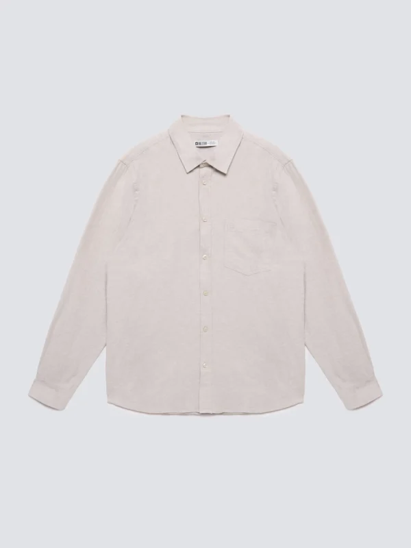 Koszula męska w drobną jodełkę beżowa Grest 800