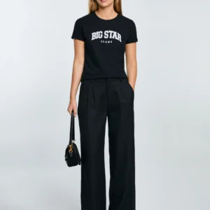 Koszulka damska bawełniana z logo BIG STAR czarna Ramila 906