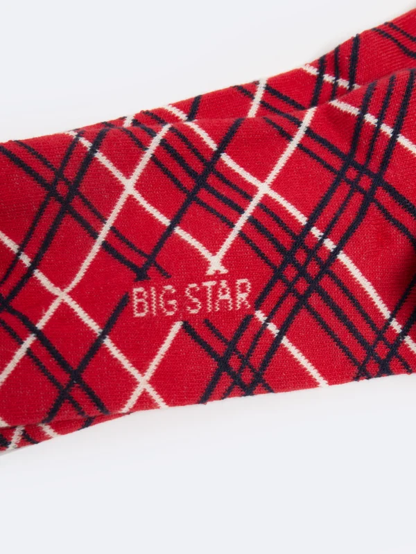 Skarpety męskie bawełniane w romby czerwone Pledi 603