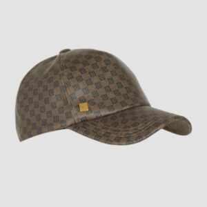 BALMAIN Brązowa czapka z daszkiem Mini Mng Coated Canvas, Rozmiar 2