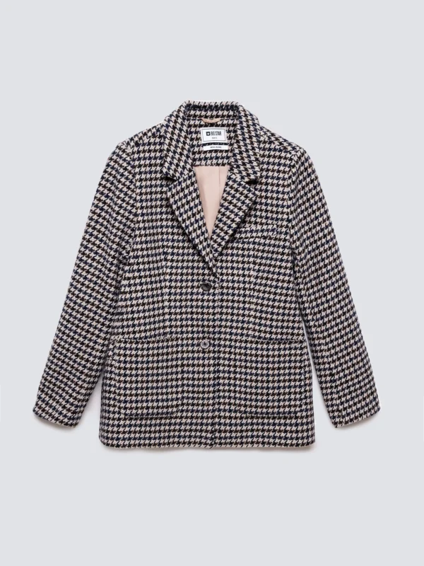 Marynarka damska slim w pepitkę z dodatkiem wełny Neida 000