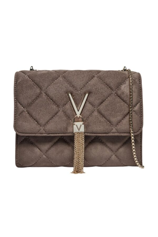 VALENTINO Brązowa damska zamszowa torebka Charlotte Flap Bag