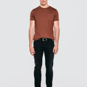 Koszulka męska z kieszonką brązowa Carbon 804