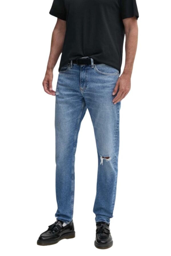 CALVIN KLEIN Błękitne męskie jeansy Slim Taper