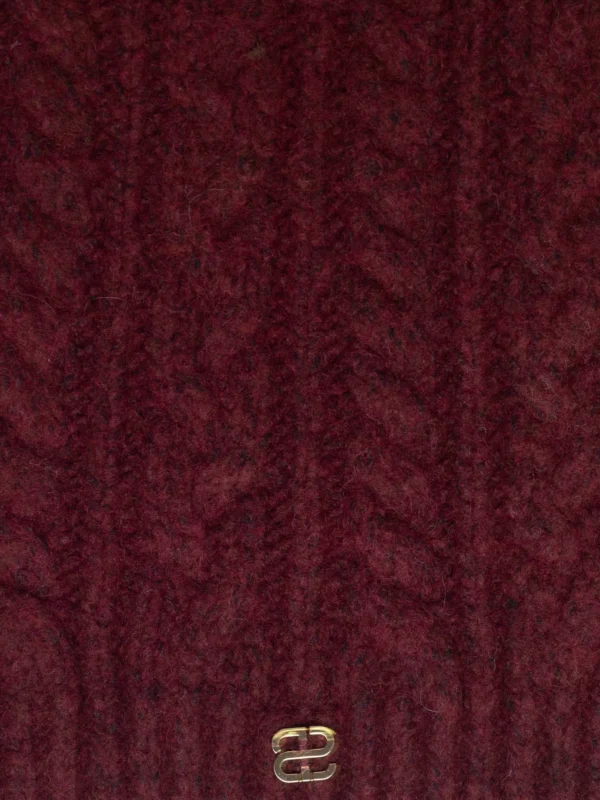 Szalik damski z dekoracyjnym splotem bordowy Caroles 604