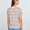 Koszulka damska z dekoltem v-neck w paski kremowa Retina 103