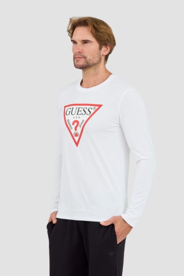 GUESS Biały męski longsleeve Original Logo Tee