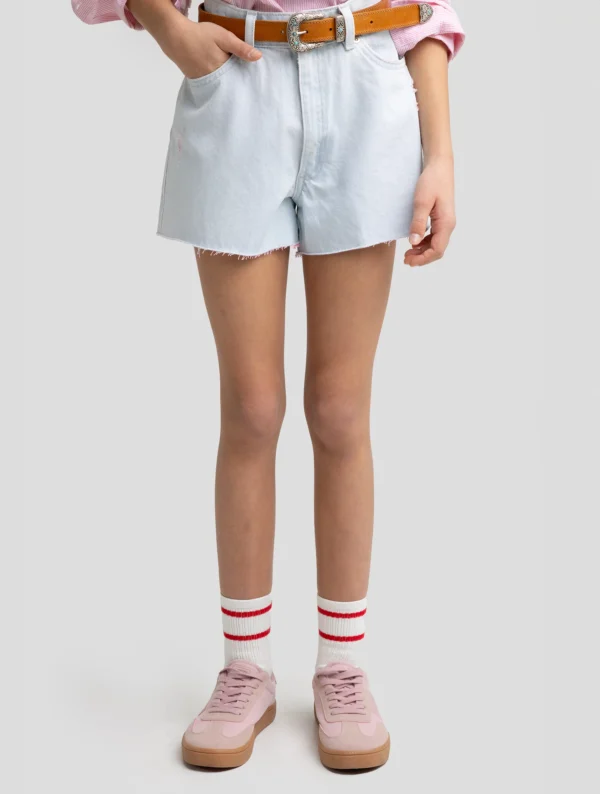 ae2f8c87f1d3f13ff62370d3924116b7324eeaad Szorty dziewczęce jeansowe luźne jasnoniebieskie Sally 142