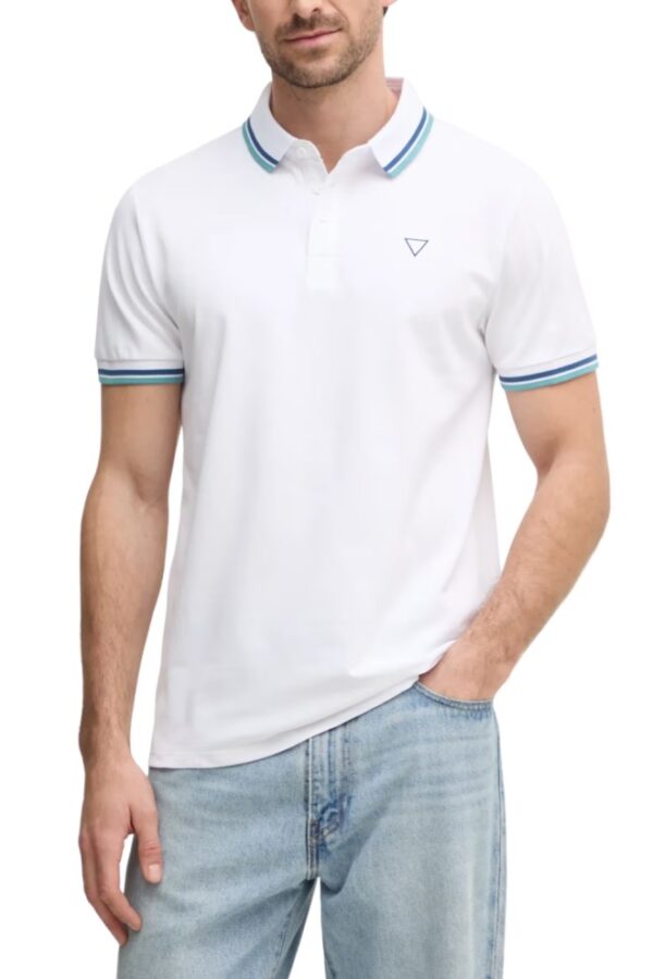 GUESS Białe męskie polo Pique