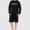 BALMAIN Czarna bluza męska z dużym białym logo