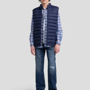 Jeansy chłopięce loose z przetarciami granatowe Isaam 459