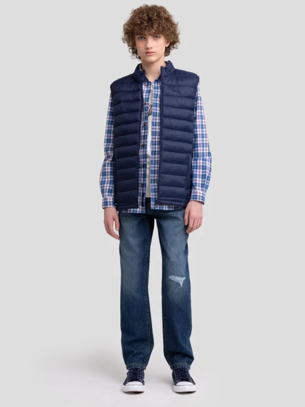 af9418ee5af505d585ed8a242f467b2b9dab9246 Jeansy chłopięce loose z przetarciami granatowe Isaam 459