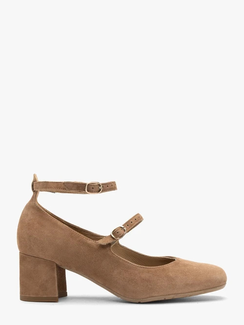 afb869cb96e415206fb674fdb8f6e724fe0ce46e Jasnobrązowe czółenka z dwoma paskami