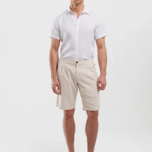 Lniana koszula męska z krótkim rękawem biała Liners 101