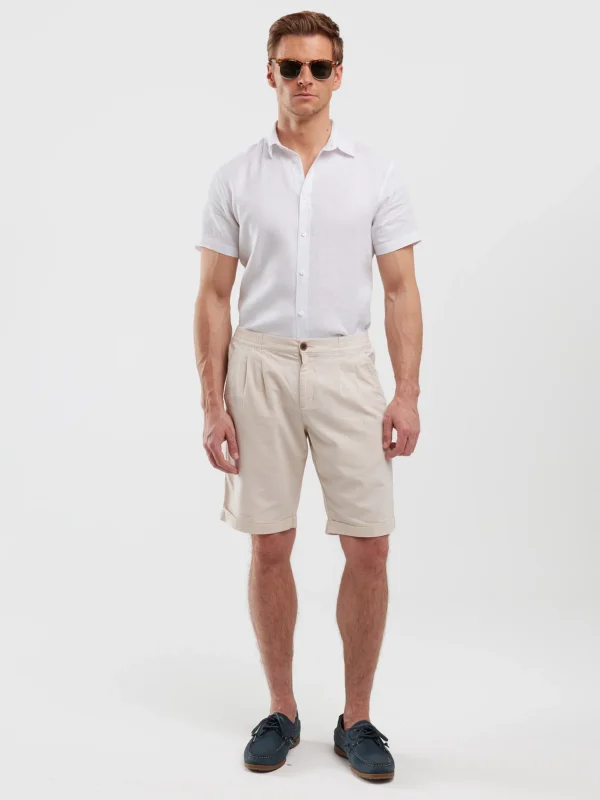 Lniana koszula męska z krótkim rękawem biała Liners 101