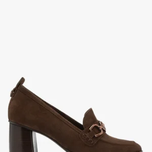 Brązowe mokasyny na obcasie