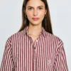 Koszula damska luźna w paski bordowo-kremowe Tina 604