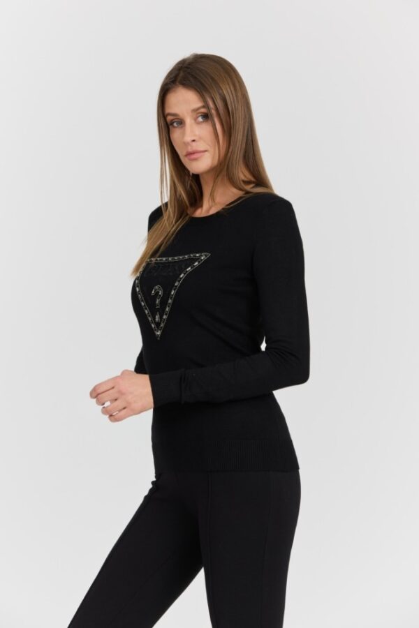 b073d9c76b40961bafc8eefe4e2735fba6a4ca04 GUESS Czarny damski sweter Rylie Triangle Logo