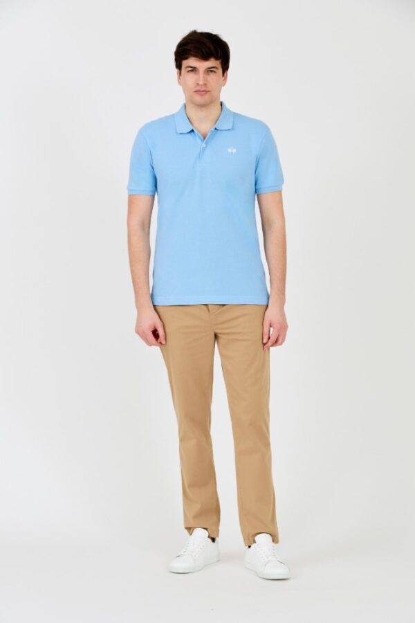 LA MARTINA Błękitne męskie polo z małym logo