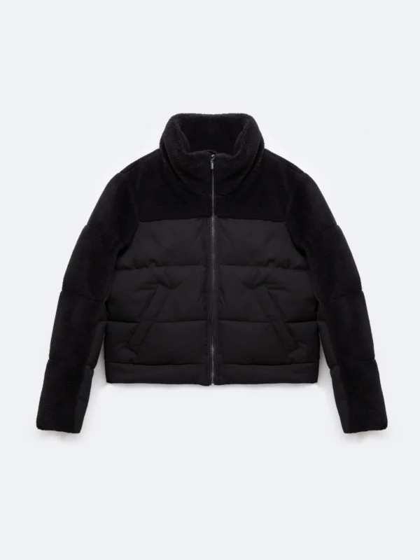 Kurtka damska pudełkowa z futerkiem czarna Salbatora 906