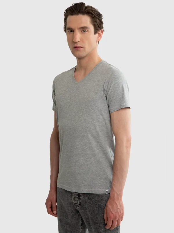 Koszulka męska v-neck z bawełny supima szara Supiclassicov 901
