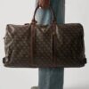 GUESS Brązowa męska logowana torba podróżna Pisa Double