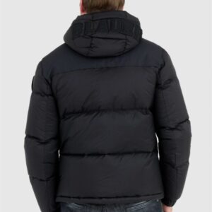 BLAUER Czarna kurtka męska Cooper z logo na kapturze