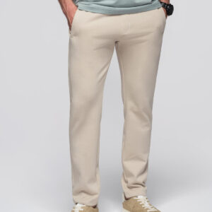 b2d81f89c957b22bd0aec629756723f618c0ecd3 Męskie spodnie dresowe z nogawką bez ściągacza - jasnobeżowe V1