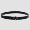 VALENTINO Czarny pasek damski Roof Plaque Buckle Belt