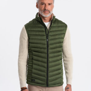 Bezrękawnik męski pikowany - ciemnozielony V4