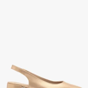 Złote czółenka damskie z otwartą piętą typu slingback