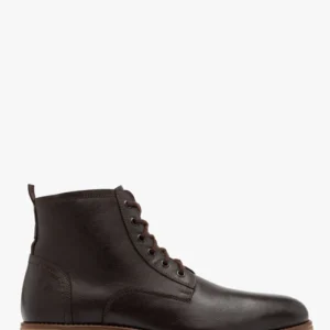 Ciemnobrązowe trzewiki męskie w stylu casual ocieplane kożuchem naturalny