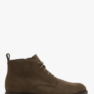 Zielone sznurowane trzewiki ze skóry welurowej