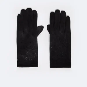b474711368ecca8589b33059e4def8df033cb30e Rękawiczki damskie z ozdobnymi kryształkami czarne Cristali 906