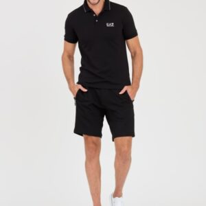 EA7 Czarna męska koszulka polo