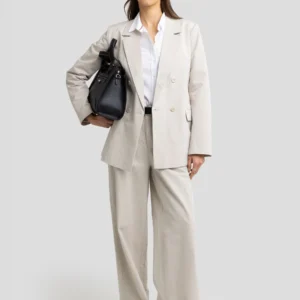 Marynarka damska z dodatkiem lnu beżowa Marylia 800