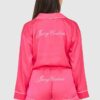 JUICY COUTURE Różowe satynowe szorty piżamowe damskie z haftowanym logo