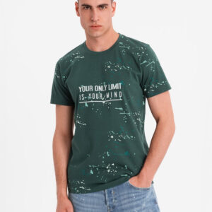 b6c8f7dcdb40cc3fa2e6a87c5a58bce855fa50bf Męski t-shirt z nadrukiem i okrągłym dekoltem – zielony V3