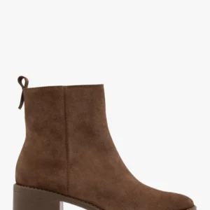 Brązowe botki damskie z weluru