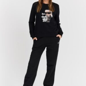 KARL LAGERFELD Czarna damska bluza z cyrkoniami Ikonik 2.0